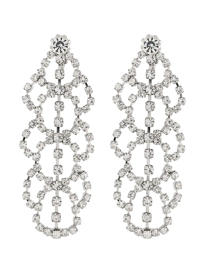 Kenneth Jay Lane Women's Gunmetal-plated & Crystal Lace Clip-on Drop Earrings In Silver