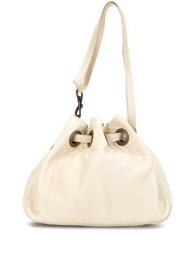 Pre-owned Dior  Cannage Tote In White