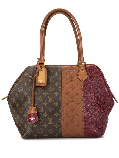 Pre-owned Louis Vuitton  Block Stripes Monogrammed Tote In Brown