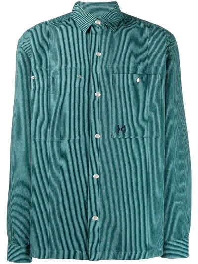 Shop Kenzo Striped Snap Button Shirt In Green