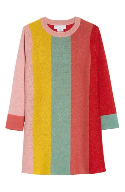 Shop Stella Mccartney Colorblock Metallic Stripe Shift Dress In Red Multi