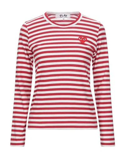 Shop Comme Des Garçons Play Woman T-shirt Red Size M Cotton