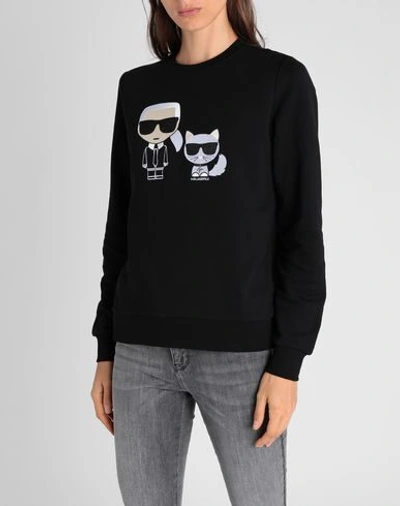 Shop Karl Lagerfeld Ikonik Karl &choupette Sweat Woman Sweatshirt Black Size L Cotton