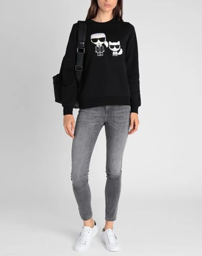 Shop Karl Lagerfeld Ikonik Karl &choupette Sweat Woman Sweatshirt Black Size L Cotton