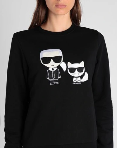 Shop Karl Lagerfeld Ikonik Karl &choupette Sweat Woman Sweatshirt Black Size L Cotton