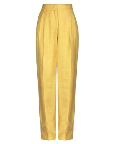 Shop Casasola Woman Pants Ocher Size 8 Virgin Wool, Silk, Linen In Yellow