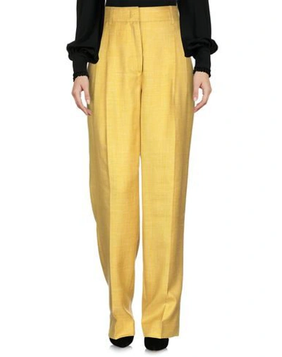 Shop Casasola Woman Pants Ocher Size 6 Virgin Wool, Silk, Linen In Yellow