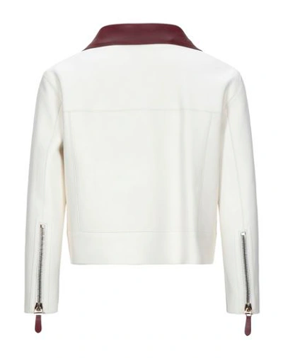 Shop Tod's Woman Jacket Ivory Size 4 Ovine Leather In White