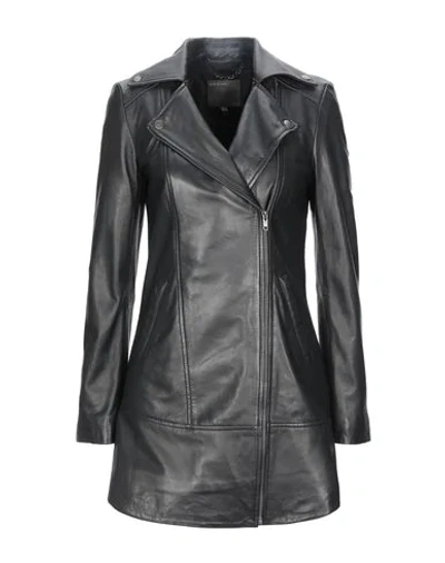 Shop Muubaa Woman Overcoat & Trench Coat Black Size 4 Ovine Leather