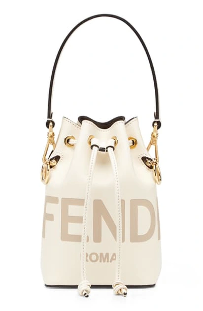 Shop Fendi Small Mon Tresor Leather Bucket Bag In White