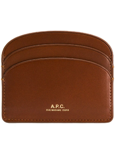 Shop Apc A. P.c. Logo-stamp Cardholder In Brown