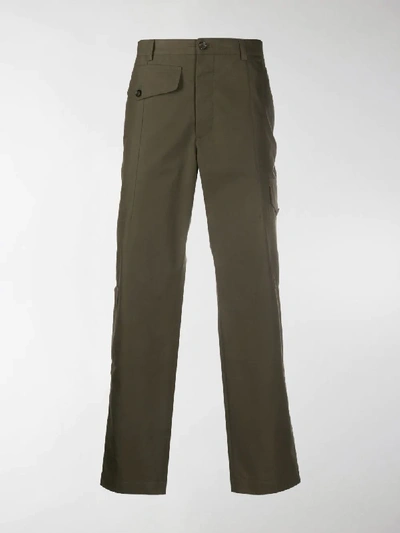 Shop Alexander Mcqueen Cotton Straight-leg Trousers In Green