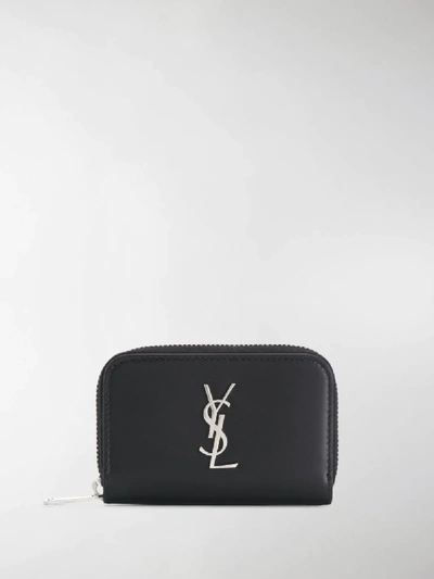 Shop Saint Laurent Ysl Logo Zipped Purse In Black