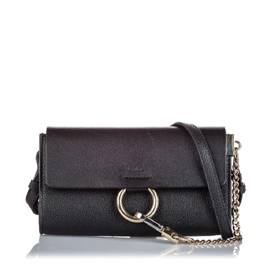 Shop Chloé Leather Faye Crossbody Bag In Black