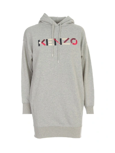 Shop Kenzo Hoodie Dress Logo  Multic In Grey