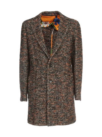 Shop Etro Slim Coat In Multicolor