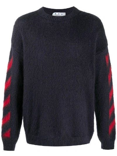 Shop Off-white Brushed Mohair Sweater In Grey