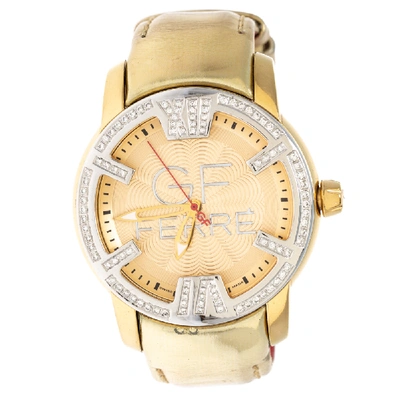Pre-owned Gianfranco Ferre Gf Ferre Gold Two Tone Stainless Steel Diamond 9065b Women's Wristwatch 40 Mm