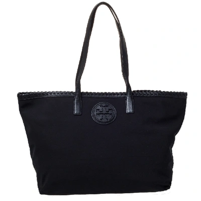 Pre-owned Tory Burch Black Nylon And Leather Shopper Tote