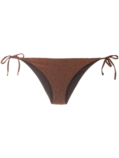 Shop Mc2 Saint Barth Virgo Metallized Bikini Bottoms In Brown