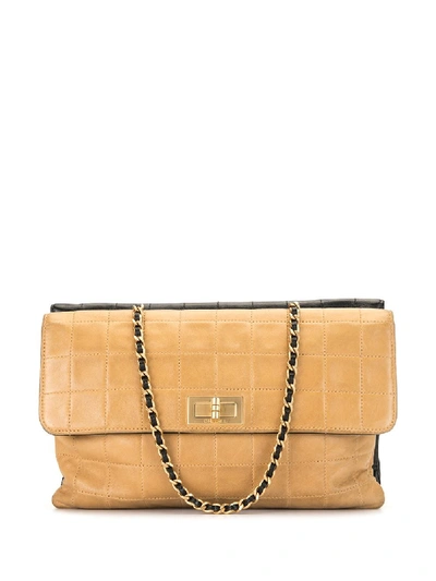 Pre-owned Chanel Choco Bar Double Sided Flap Shoulder Bag In Brown
