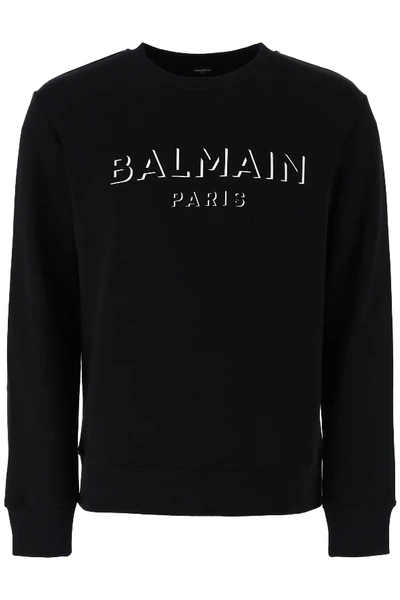 Shop Balmain 3d Logo Sweatshirt In Black,white