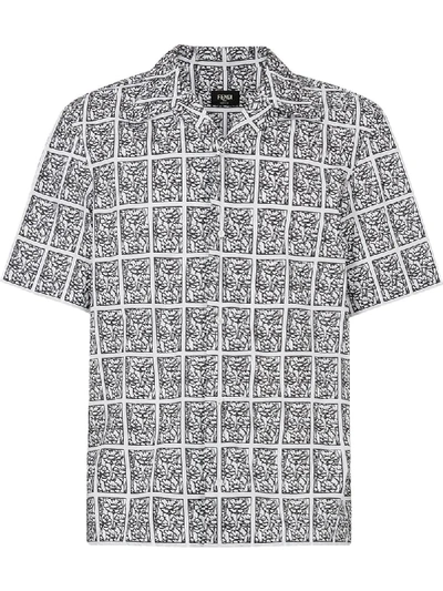 Shop Fendi Floral-print Short-sleeve Shirt In White