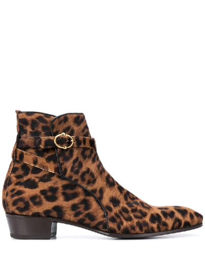 Shop Lidfort Cavallino Leopard Ankle Boots In Brown