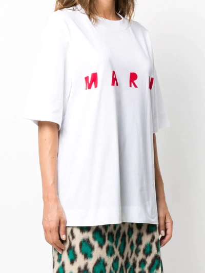 Shop Marni Drawn Logo T-shirt In White