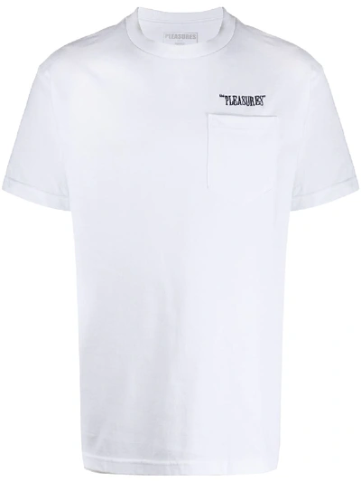 Shop Pleasures Embroidered Logo T-shirt In White
