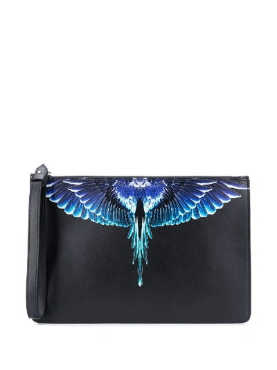 Shop Marcelo Burlon County Of Milan Wings Zip Clutch In Schwarz