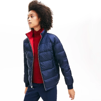 Lacoste Women's Reversible Color-blocked Water-resistant Quilted Jacket In  Navy Blue,bordeaux | ModeSens
