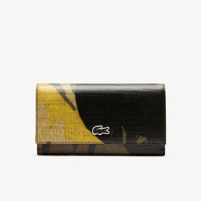 Shop Lacoste Women's Robert George Coated Print Canvas Wallet - One Size In Green