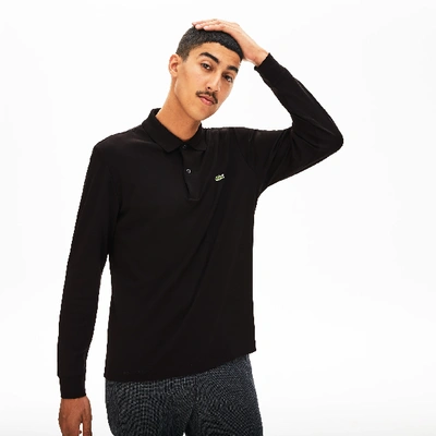 Shop Lacoste Men's Regular Fit Pima Cotton Long Sleeve Polo - L - 5 In Black