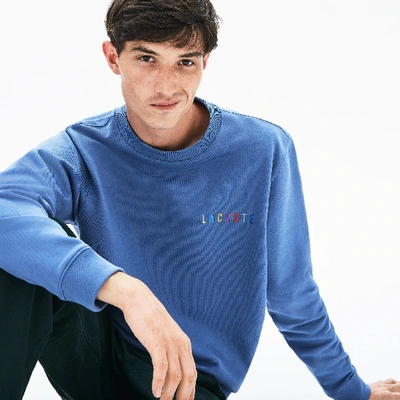 Shop Lacoste Men's Multicolor Logo Fleece Sweatshirt In Blue