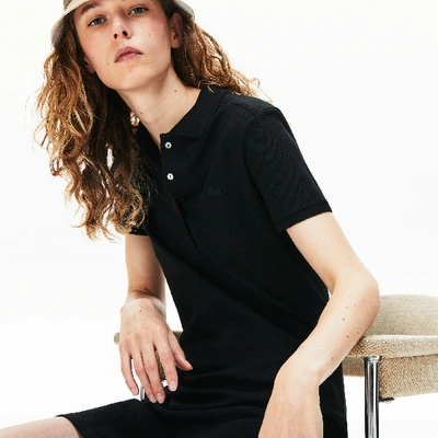 Shop Lacoste Women's Slim Fit Stretch Cotton Piqué Polo Dress - 32 In Black