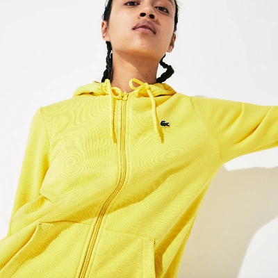 Shop Lacoste Women's Sport Full-zip Fleece Hoodie In Yellow