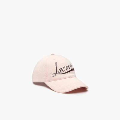 Shop Lacoste Women's Logo-lettering Fleece Cap In Light Pink