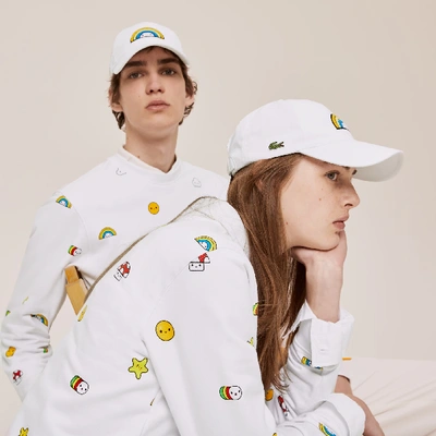 Shop Lacoste Unisex  X Friendswithyou Cotton Print Cap In White