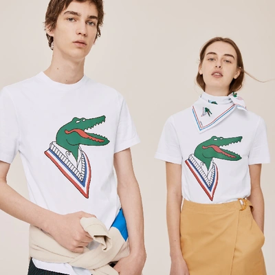 Shop Lacoste Men's  X Jean-michel Tixier Graphic T-shirt In White,red