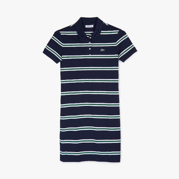 blue and white striped polo shirt womens