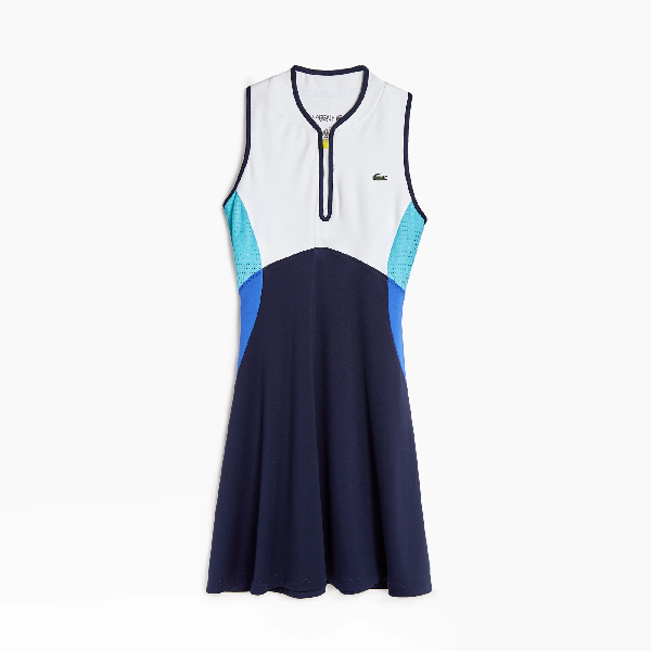 Lacoste Womens Sport Sleeveless Colorblock Tennis Dress