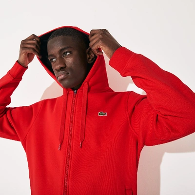 Shop Lacoste Men's Sport Full-zip Fleece Hoodie In Red,black