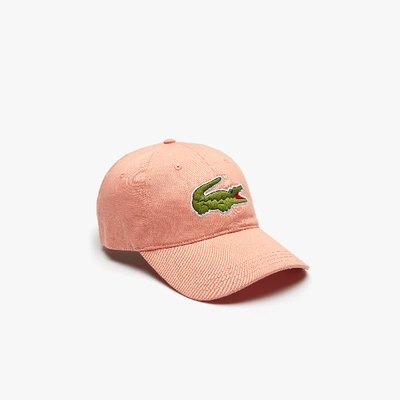 Shop Lacoste Unisex Contrast Strap And Oversized Crocodile Cotton Cap - One Size In Pink