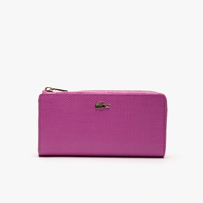 Shop Lacoste Womenâ€™s Chantaco Piquã© Leather 8-card Zip Wallet - One Size In Purple