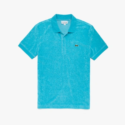 Shop Lacoste Men's Cotton Fleece Blend Regular Fit Polo Shirt In Turquoise