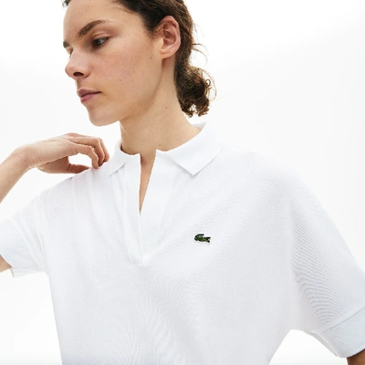 Lacoste Women s Loose Fit Flowy Piqu Polo Xs In White ModeSens