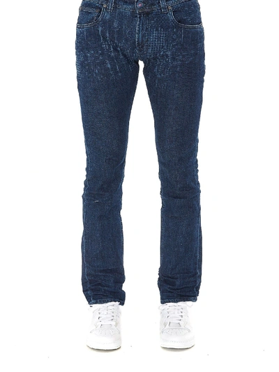 Shop Etro Tonal Printed Jeans In Blue