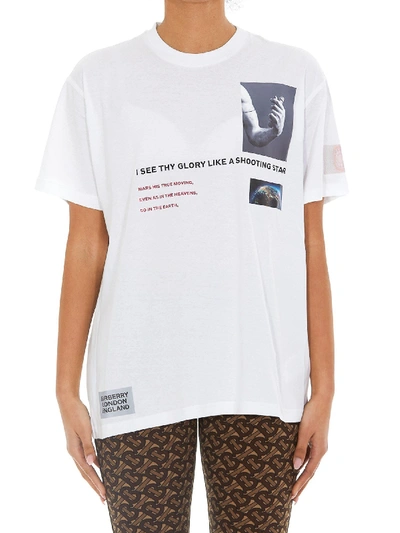 Shop Burberry Collage Printed Jersey T-shirt In White