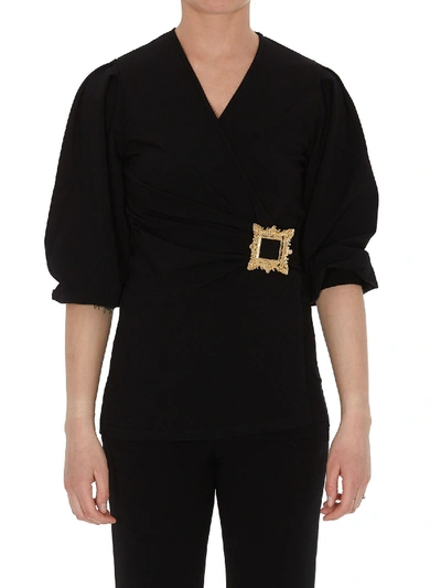 Shop Moschino Gold Frame Blouse In Black